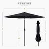 9ft Commercial Grade 5 Year No Fade Patio Umbrella, Tilt & Crank, Aluminum