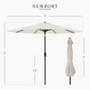 9ft Commercial Grade 5 Year No Fade Patio Umbrella, Tilt & Crank, Aluminum