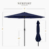 9ft Commercial Grade 5 Year No Fade Patio Umbrella, Tilt & Crank, Aluminum