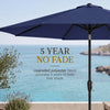 9ft Commercial Grade 5 Year No Fade Patio Umbrella, Tilt & Crank, Aluminum